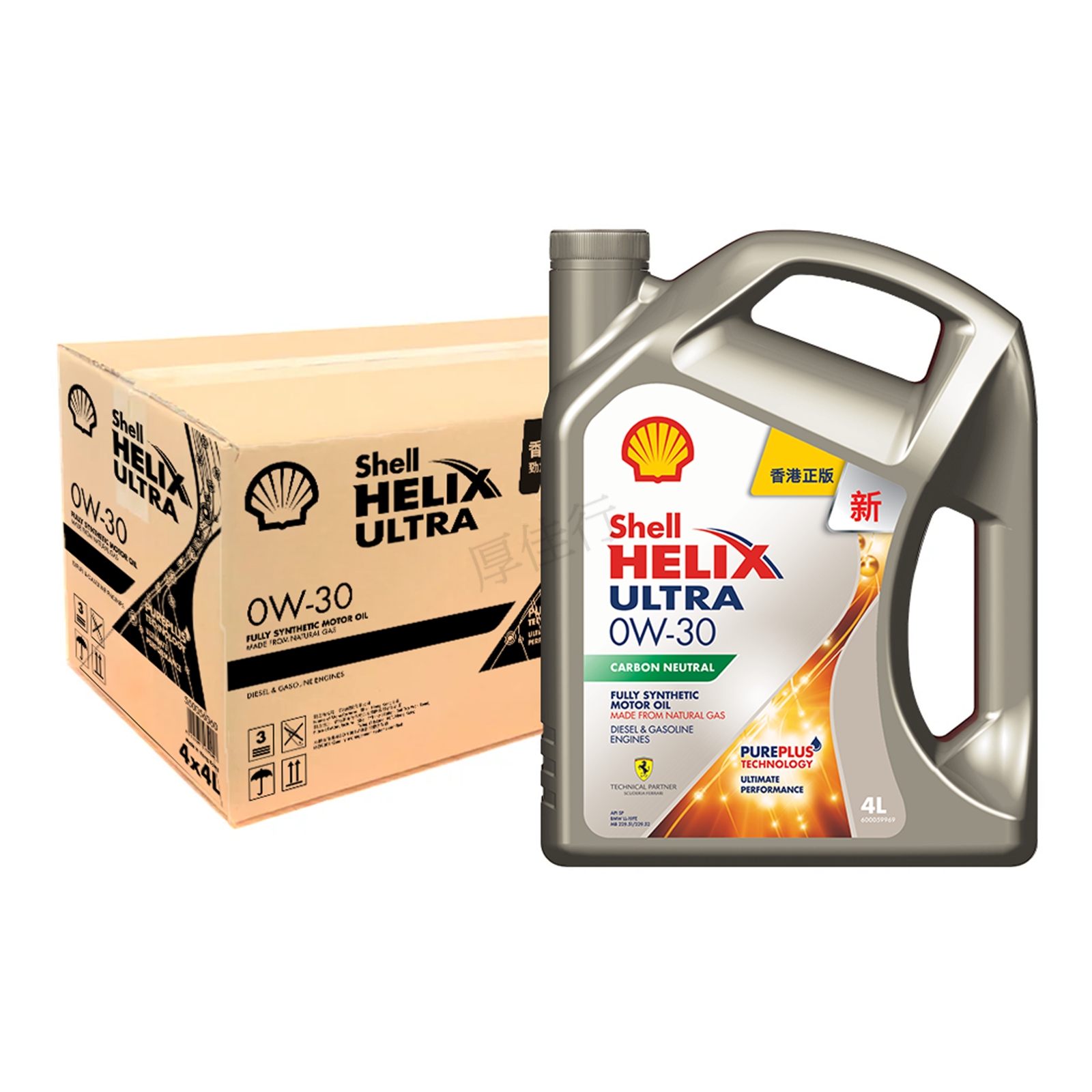 Shell Helix Ultra 勁能超凡喜力 0W-30 引擎機油/潤滑油/偈油 1箱 (4升/支, 4支/箱)